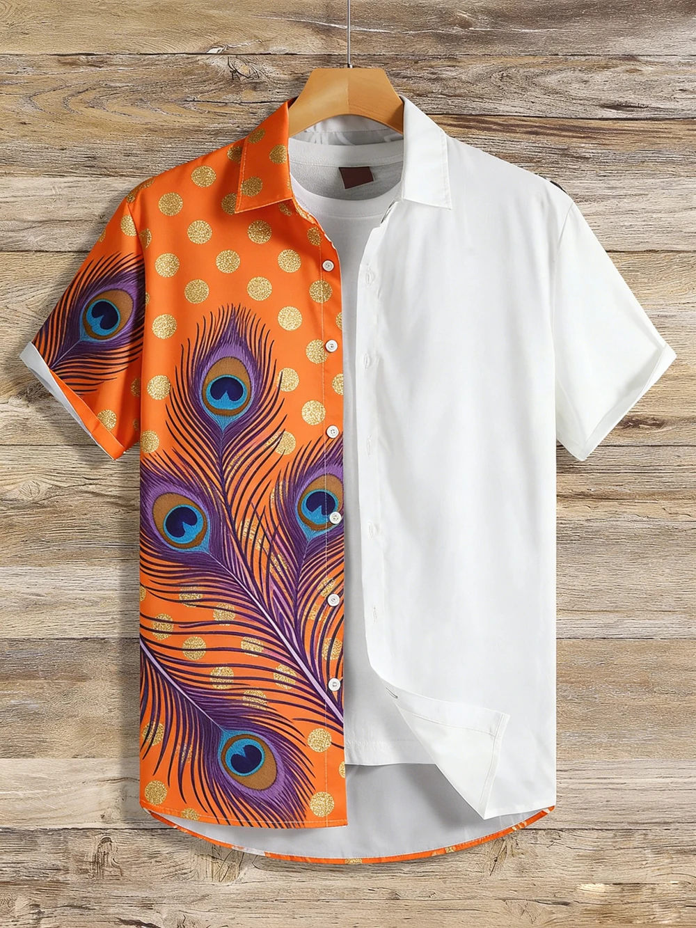 

2026 Men's New Muslim Halal HD Printed Men's Short Sleeve Shirt Hawaii Vacation Social Business Men's Lightweight Fabric for You