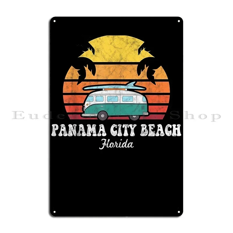 Panama City Beach Retro 80s Florida Metal Sign Poster Character Cinema Customize Rusty Kitchen Tin Sign Poster