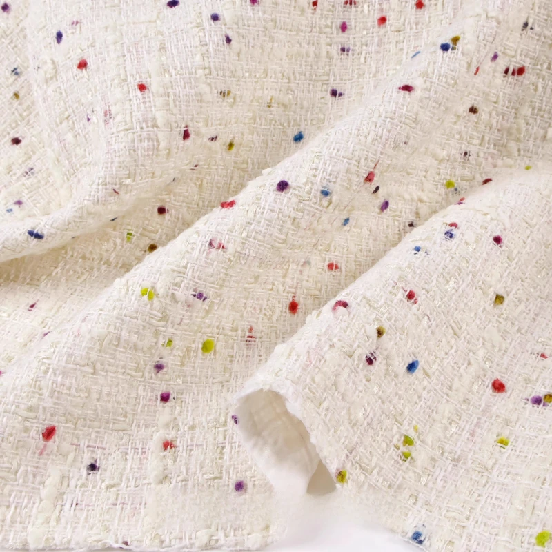 Creamy White 3D Grid Colorful  - đánh giá và giá Sewing Tweed
