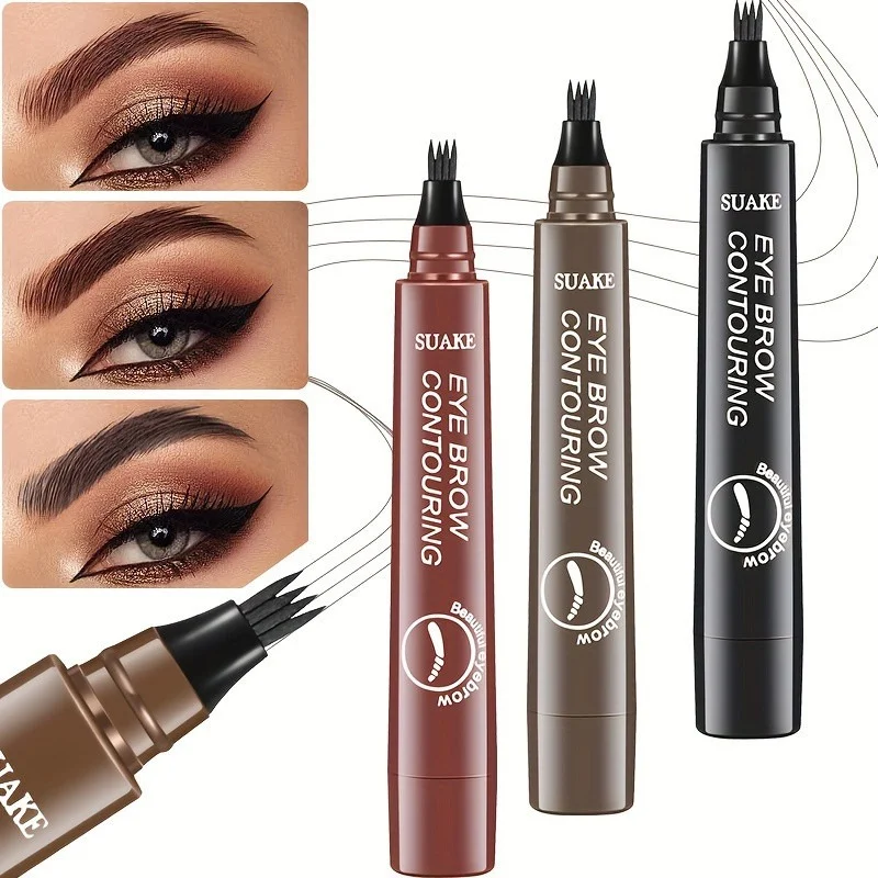 Suake 4D Eyebrow Pen Waterproof Natural Hair-Like Strokes Sweat-Proof, Anti-Staining