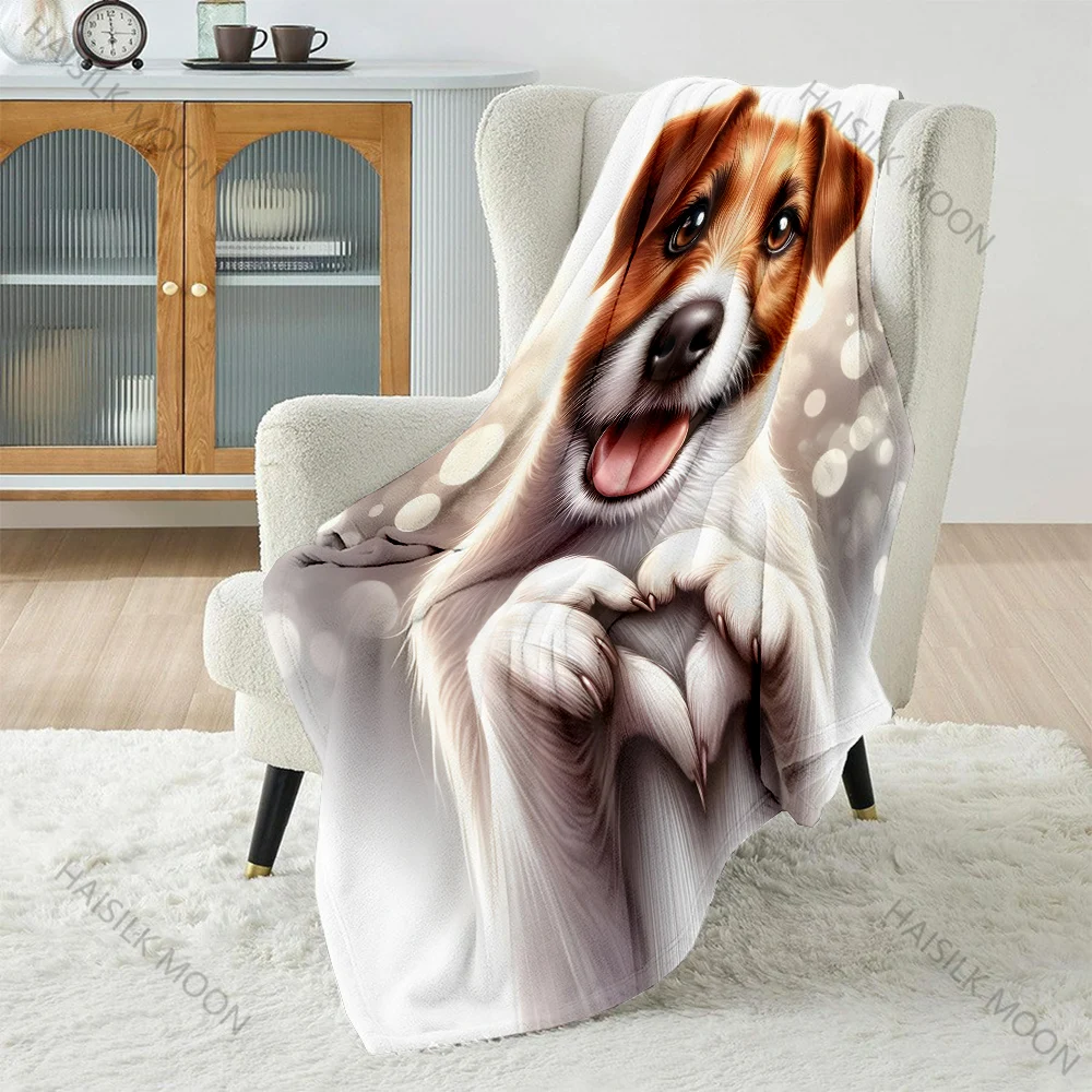1PC Jack Russell Terrier Than Love Print Blanket Flannel Material Soft Warm for All Seasons, Home Outdoor Camping Picnics