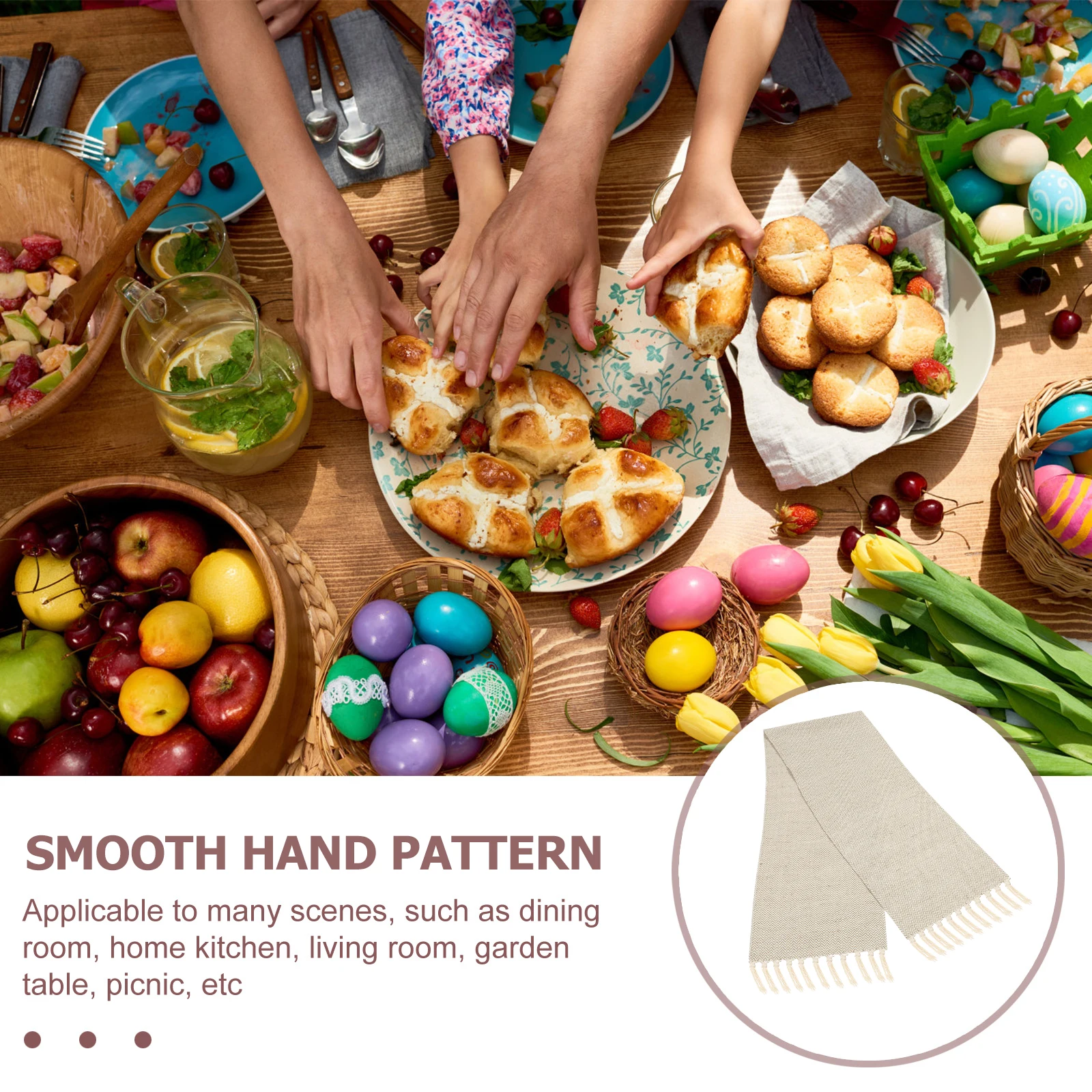 

2PCS Linen Table Runner North European Cotton Flax Hand Woven Rectangular Tea Table Cover for Wedding Party Holiday Banquet