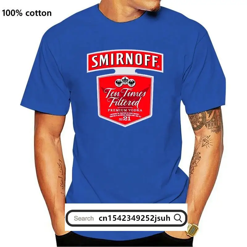 New Solid Color Fashion Short Sleeved Smirnoff Vodka Logo Unique Design Funny Men's T-shirt