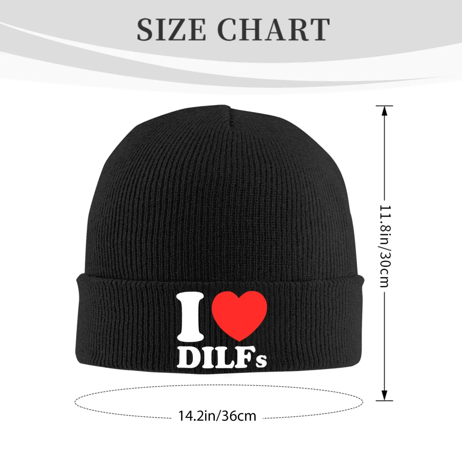 I Love DILFs Letter Print Knitted Beanie Hat Men Women One Size Winter Warm Soft Stretch Knit Cap Outdoor Daily Headwear