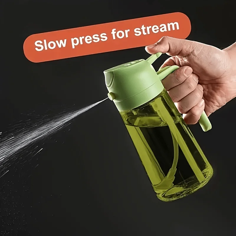 [2PC] Two in One Spray Bottle, 16oz/470ml Cooking Spray, with Automatic Flip, Multi-function Spray, Suitable for 11 Places: It Can Be Used for Cooking, Salad Sauce, Barbecue, Air Frying Pan and Scones, Becoming an Essential Small Tool for Oil and Vinegar