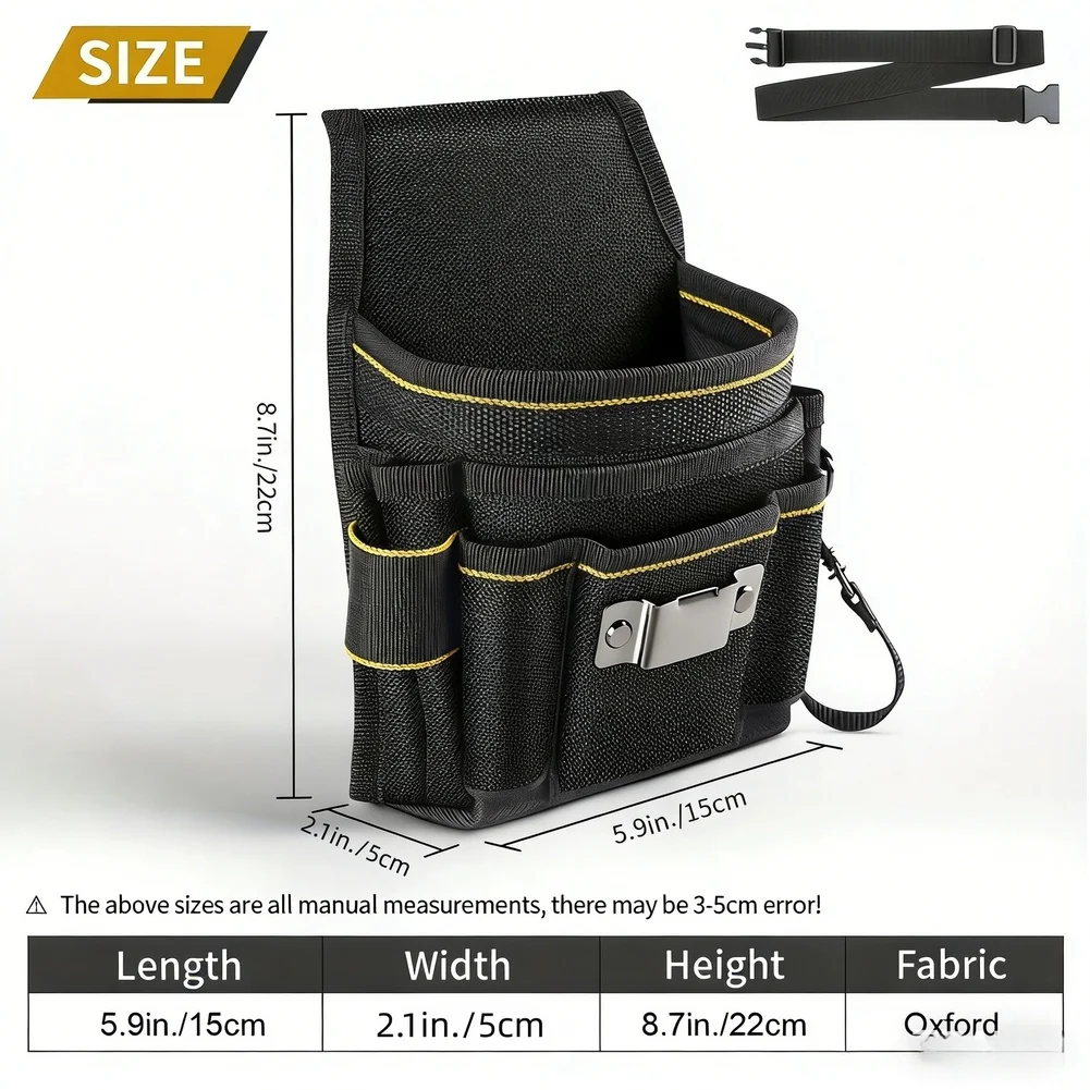 1 Piece Red Oxford Cloth Electrician Tool Waist Bag Multi Pocket Wearable Pouch For Repair Work Storage Organizer Accessories