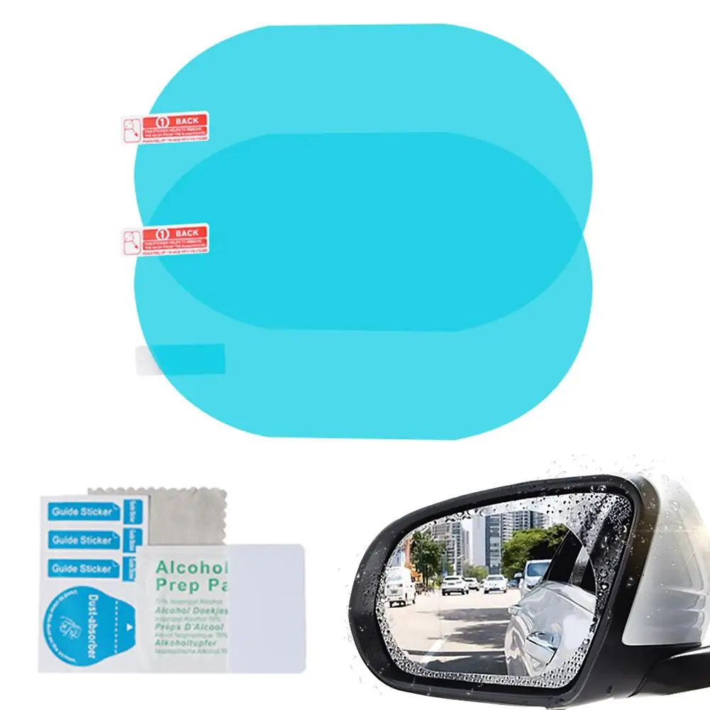 4Pcs Car Rearview Protective Side Windows Sticker, Anti Fog Glare Rainproof Waterproof Mirror Film Clear Nano Coatin