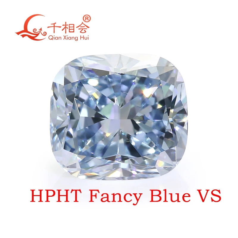 Fancy Blue color HPHT diamond 0.8ct   cushion diamond cut  VS clarity GEMID certificated lab grown diamond loose stone