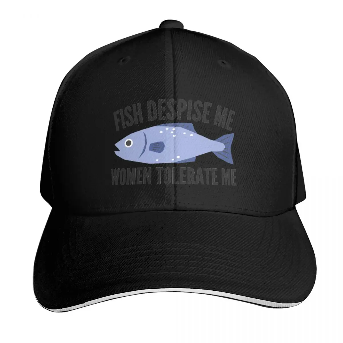 Fish Despise Me Women Tolerate Me Baseball Cap Cotton Twill Breathable Contrast Two Tone Brim Snapback Flat Bill