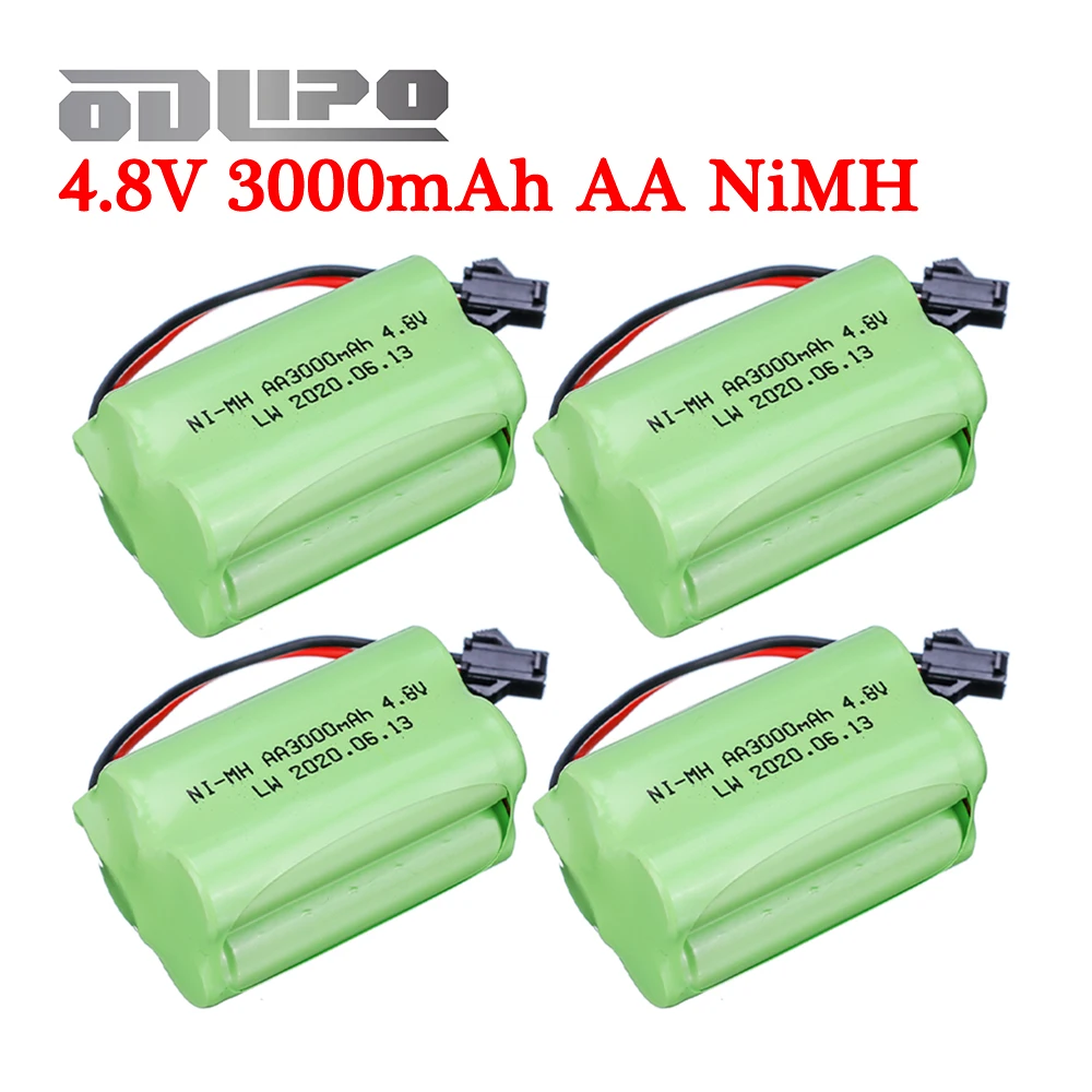 Akumulator NiMH 4,8 V 3000 mAh do zabawek RC Samochody Roboty Ciężarówki Łodzie czołgów Model T z wtyczką SM Akumulator AA 4,8 V