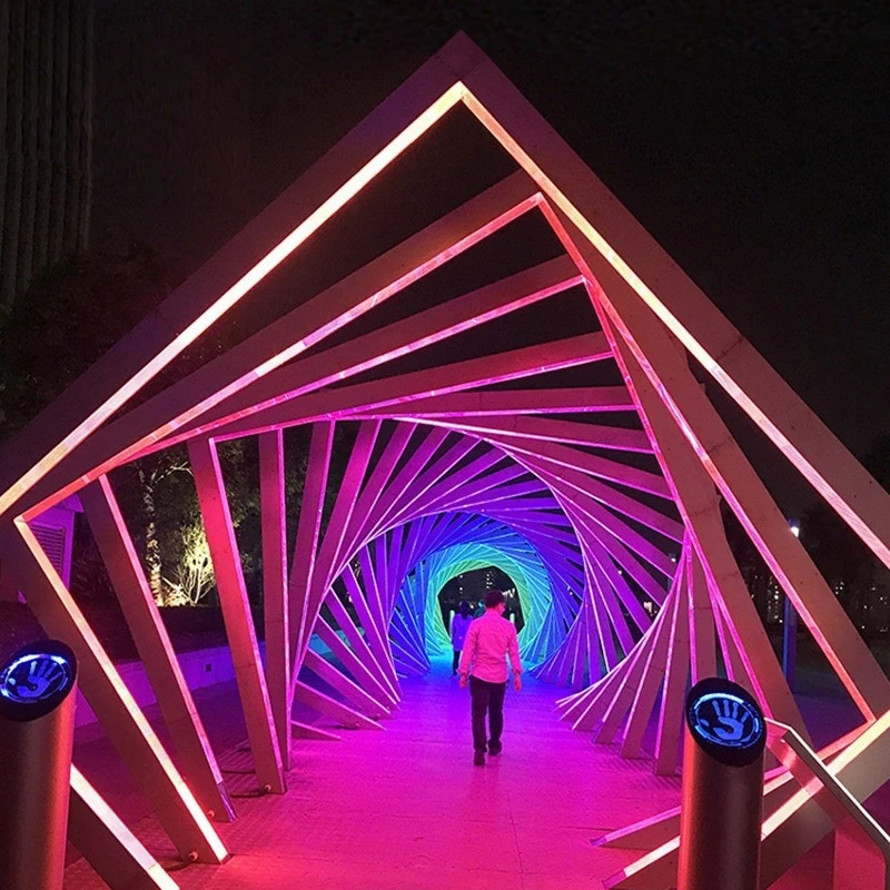 LED time tunnel light scenic square corridor outdoor waterproof atmosphere landscape geometric arch light