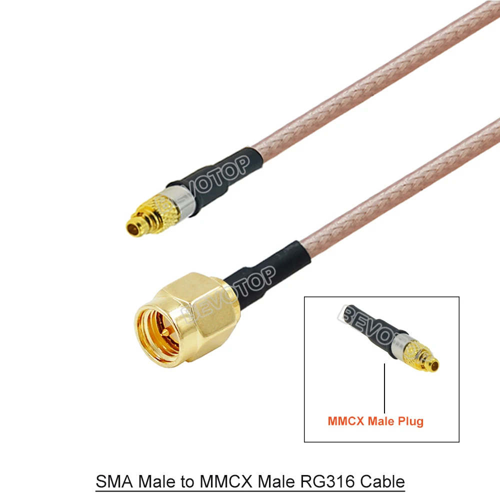 2Pcs/Lot RG-316 SMA to MCX/MMCX Male Plug Connector FPV Antenna RG316 Pigtail Jumper 50 Ohm RF Coaxial Extension Cord Cable