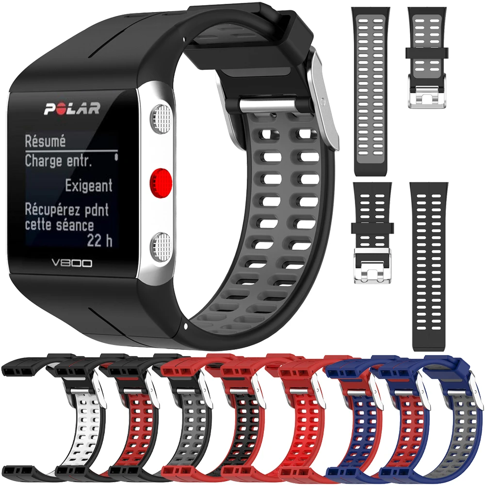 Siliconen Watch Band Voor Polar V800 Dubbele Kleur Gps Smartwatch Replacement Watchbands Sport Strap Armband Bracelet Accessorie