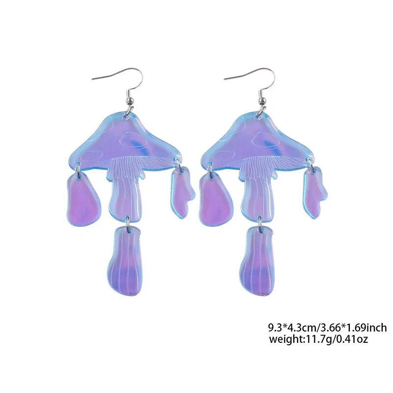 Trendy Laser Cut Long Mushroom Earrings For Women Shining Swamm Acrylic Drop Earring Nightclub Jewelry