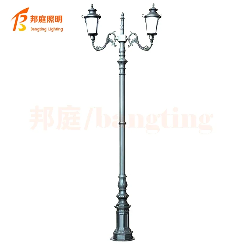 Factory Direct Sales European Style Double Head Garden Light Road Lighting Project High Pole Lamp E27 garden light