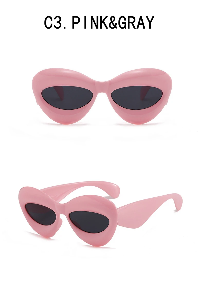 Candy Color Sexy Lip Y2k Cat-Eye-Sonnenbrille für Damen, neue Luxusmarke, gelb-blau verlaufende Sonnenbrille für Herren, Punk Hip-Hop-Brille – Detail 8
