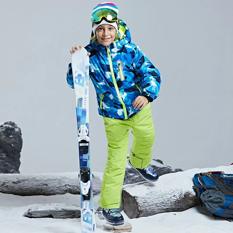 Kid Ski Suit Jumpsuit Waterproof Windproof Breathable Warm Children Winter Outdoor Sport Snowboard Boy Suit