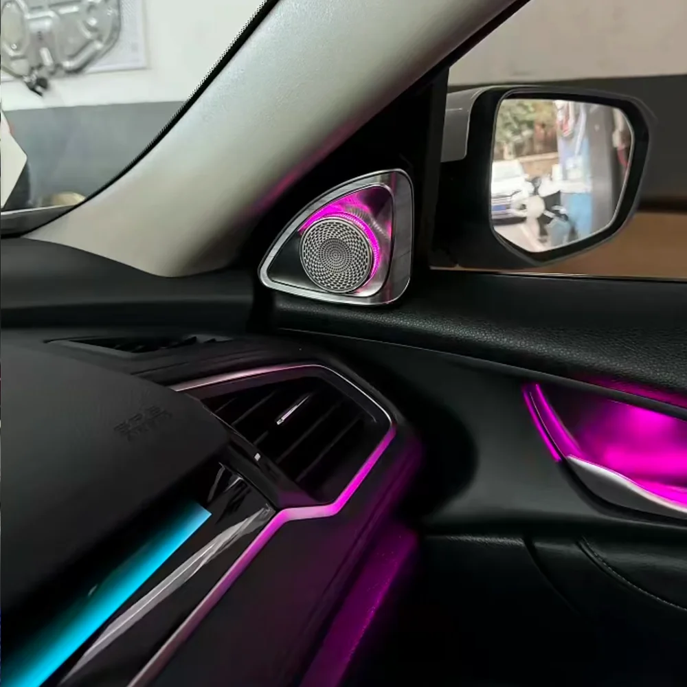 Upgrade and modify LED Car Inner Ambient Light For Honda Civic 2016-2021  Dynamic Magic Color Ambient Lamp OEM Size Rainbow Kit