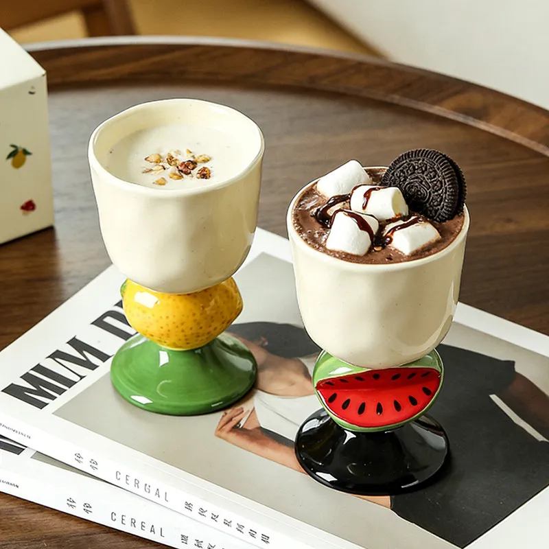 

WW20 three-dimensional fruit goblet creative afternoon teacup ceramic coffee milk cup dessert cup