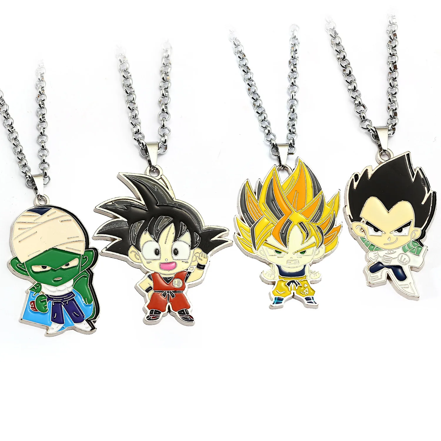 Dragon Ball Z Anime Vegeta Necklace Super Saiyan Son Goku Piccolo Figure Cosplay Toys Metal Pendant Accessories Souvenirs Gift