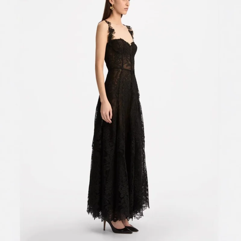 

Сплошное цветное сексуальное кружевное вечернее платье-бретелька - элегантное платье для женщин