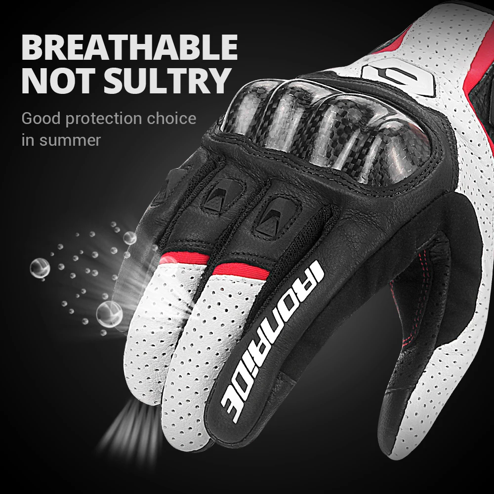 Männer Carbon Fiber Motorrad Handschuhe Rindsleder Moto Motorrad Motocross Handschuhe Anti-slip Schutz Getriebe