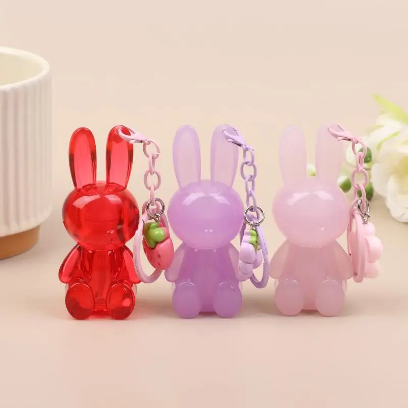 Empty Cute Bunny Shape Lip Gloss Tube Keychain Rabbit Refillable Lip Glaze Container Cosmetic Packaging Bottle With Pendant