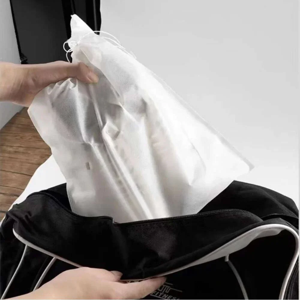 10PCS Portable Shoe Dust Covers Non-Woven Fabric Drawstring Travel Storage Bag Clear Dustproof Pouch For Drying Shoes Protector