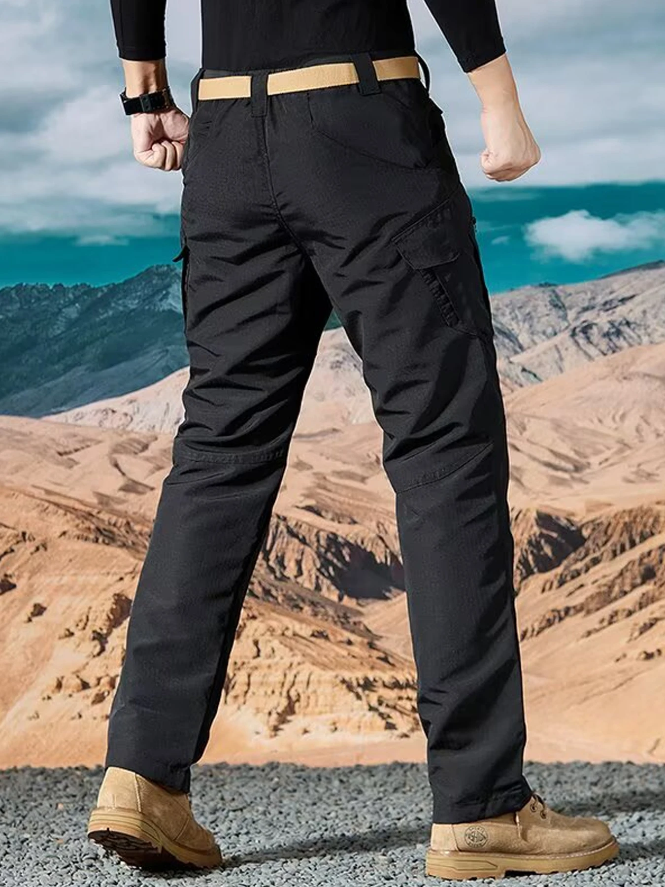 

Trendy drawstring ankle pants for men, loose and hanging sports pants, black men's casual pants, 2025 summer men's summer thin d