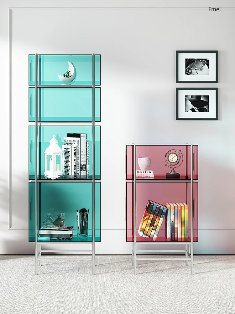 Floor Storage Living Room Display Cabinet Small Bookcase Display Shelf Acrylic Bookshelf Shelf