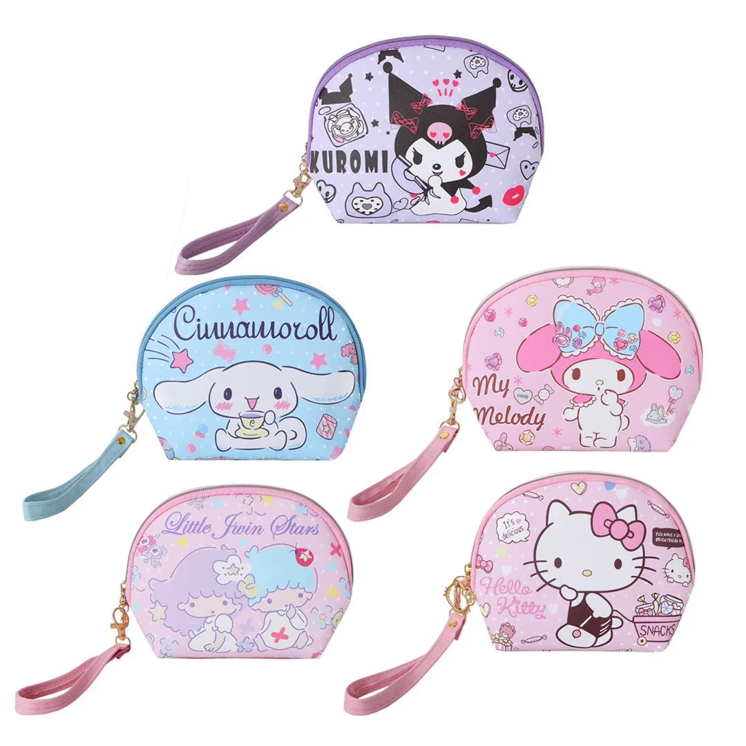 

Косметичка Hello Kitty из искусственной кожи на молнии My Melody, дорожная сумка для хранения, Мультяшные маленькие двойные звезды Kuromi, искусственная косметика, милый кошелек для монет