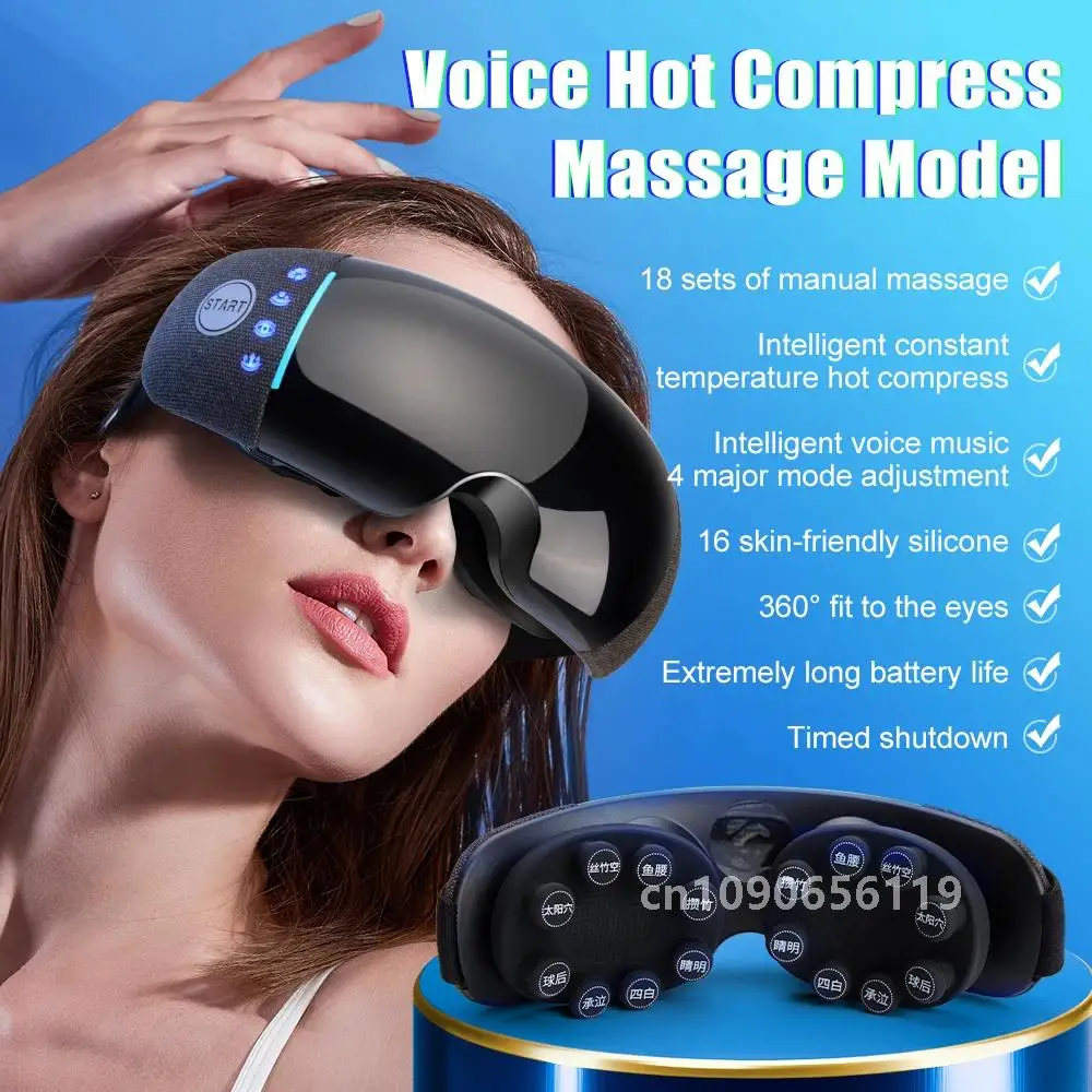 Electric Eye Massager Vibration Eye Massage Glasses Hot Compress Acupressure Kneading Therapy Massage Relief Fatigue Dark Circle