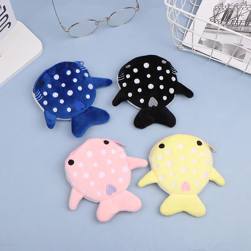 

Plush Shark Coin Purse Cartoon Cute Coin Purse Zip Plush Three-dimensional Coin Purse Headphone Bag Wallet Key Holder