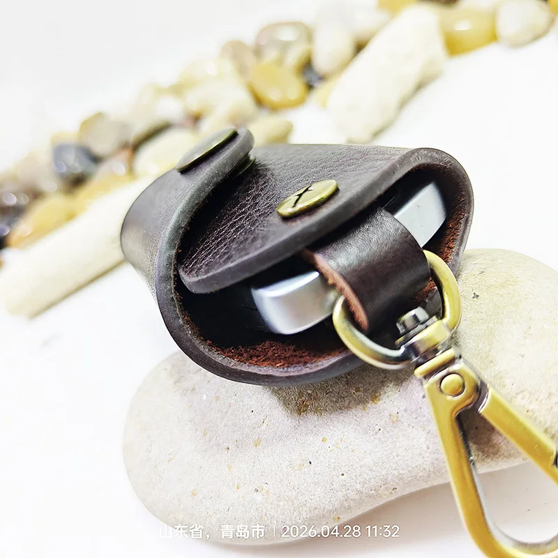 blongk Car Key Case on Waist Small Key Pouch Genuine Leather Key Organizer Key Bag Mini Car Key Holder Men Women 1608