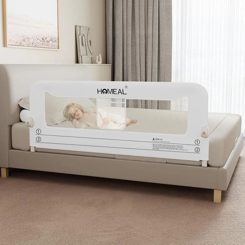 

59in Foldable Toddler Bed Rails, Bed Rail for Toddlers with U-Shape Base, Baby Bed Rail Guard for Twin, Full, Queen, King Beds,