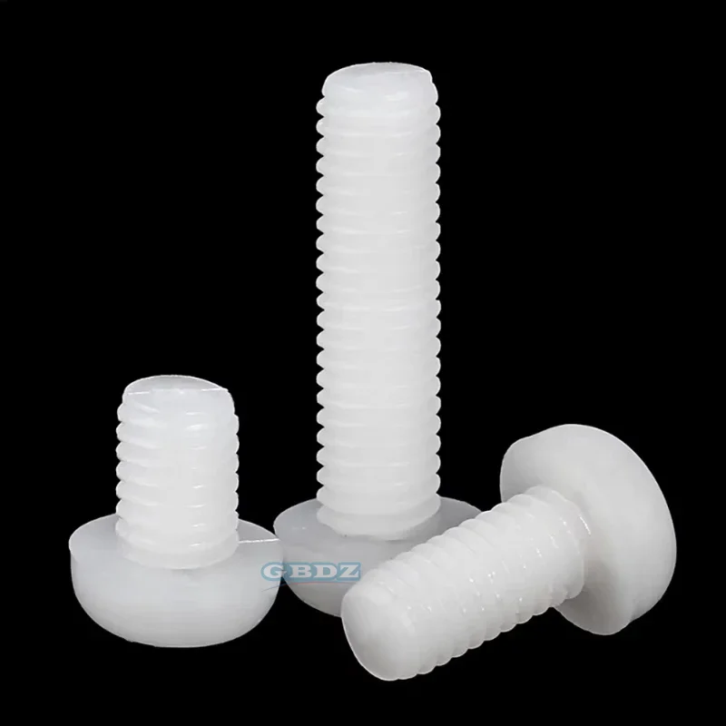 Viti a testa tonda a croce in nylon bianco da 100 pezzi M2/M2.5/M3 Accessori per attrezzature anticorrosione ad alta resistenza