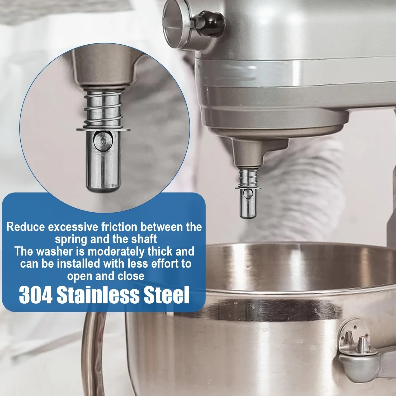 قطع غيار لـ Kitchenaid، وغطاء مرفق المحور ومسمار مقبض الإبهام المرفق، والنوابض المصنوعة من الفولاذ المقاوم للصدأ، والغسالات