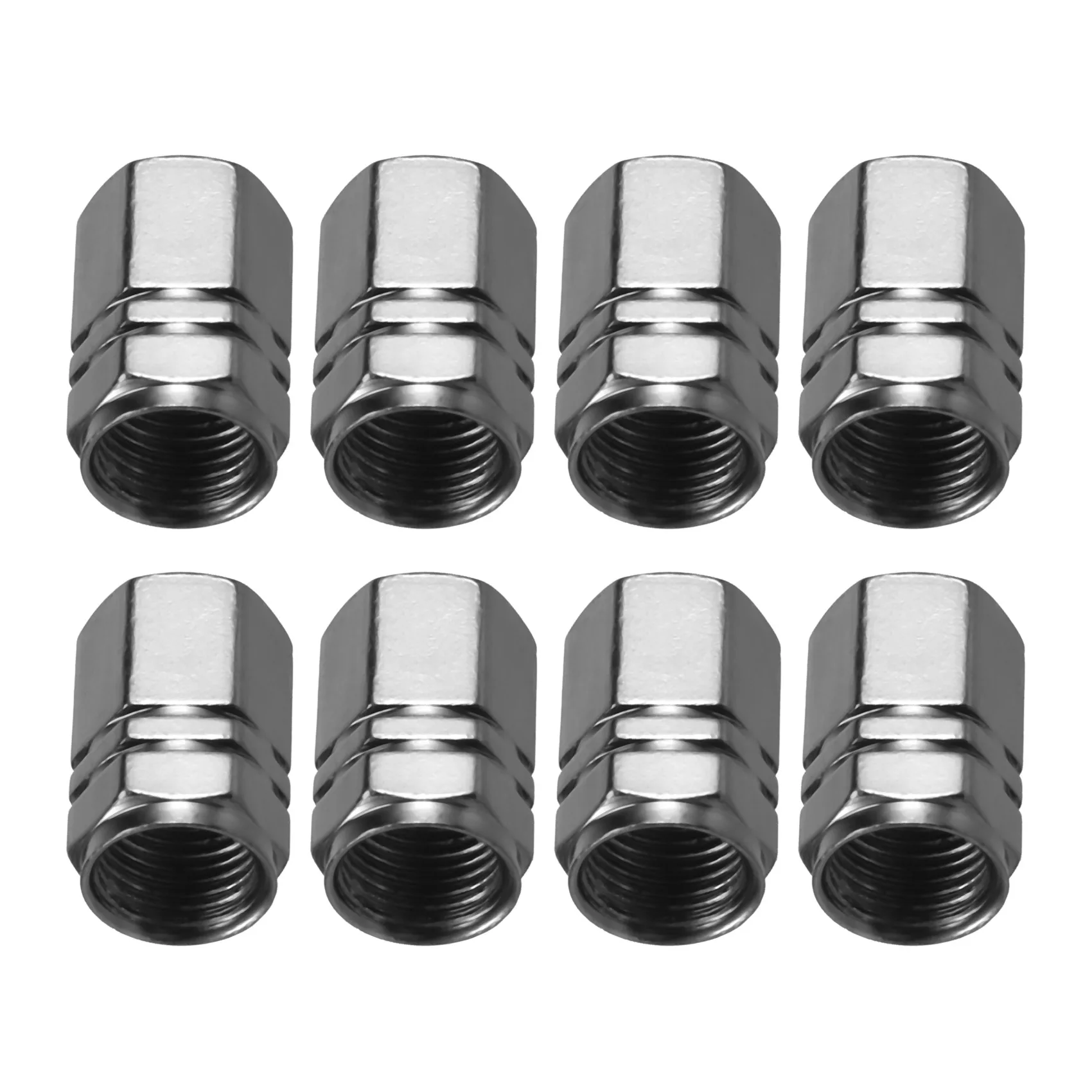 8 Pieces Tire Stem Valve Caps Wheel Valve Covers Car Dustproof Tire Cap, Hexagon Shape Titanium Gray