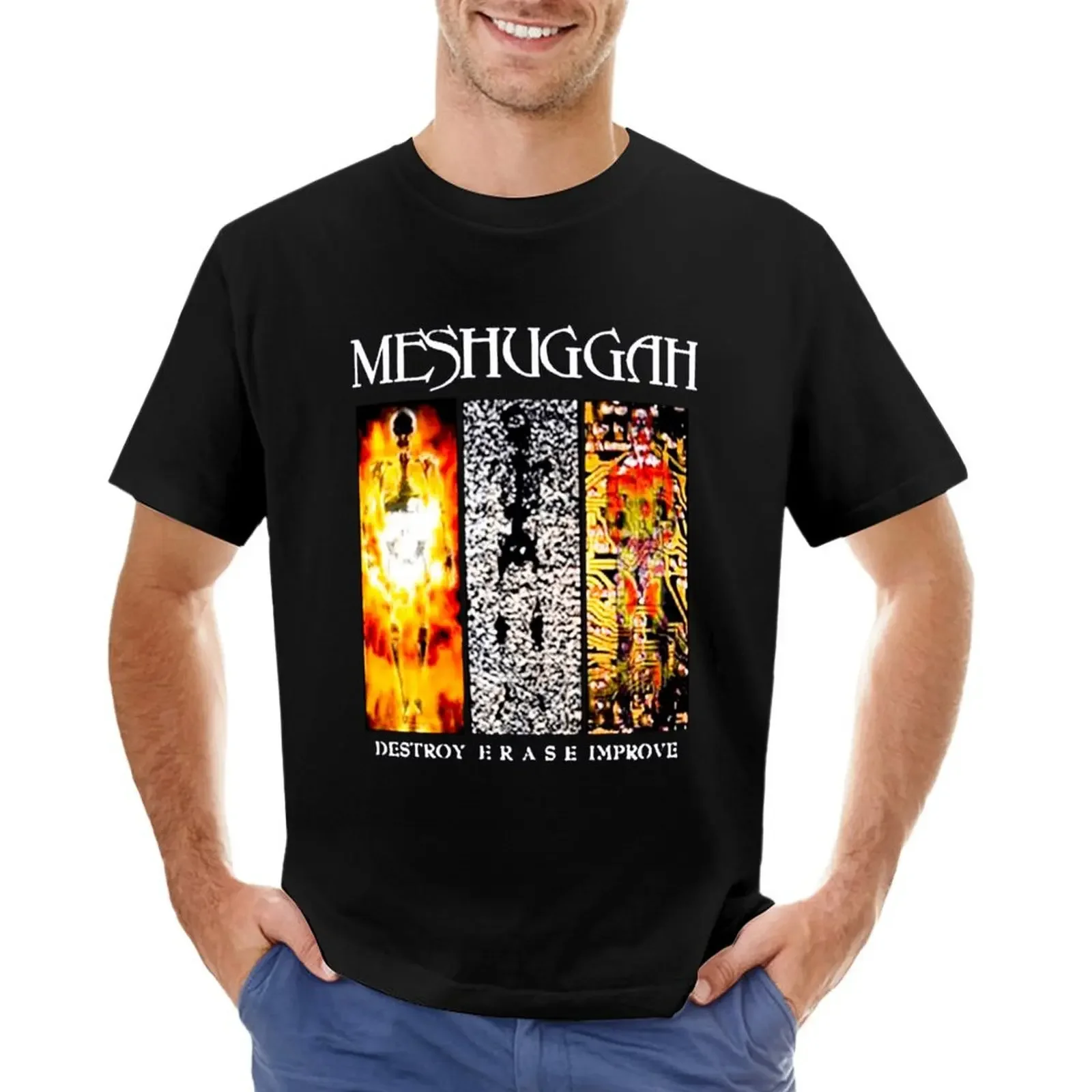 Short sleeve tee Aesthetic clothing customs tops mens big and tall t shirts  Meshuggah Band,Destroy Erase Improve 2022 T-shirt