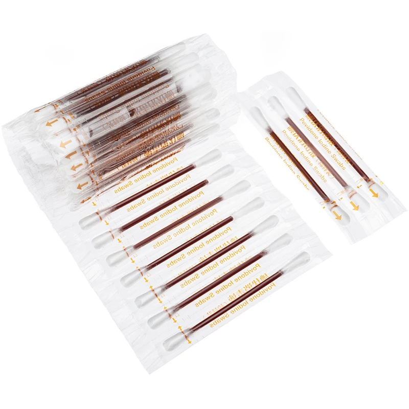 50PCS/Lot Medical Alcohol Disposable Emergency Cotton Stick Iodine Disinfected Swab First Aid For Children Adults Baby