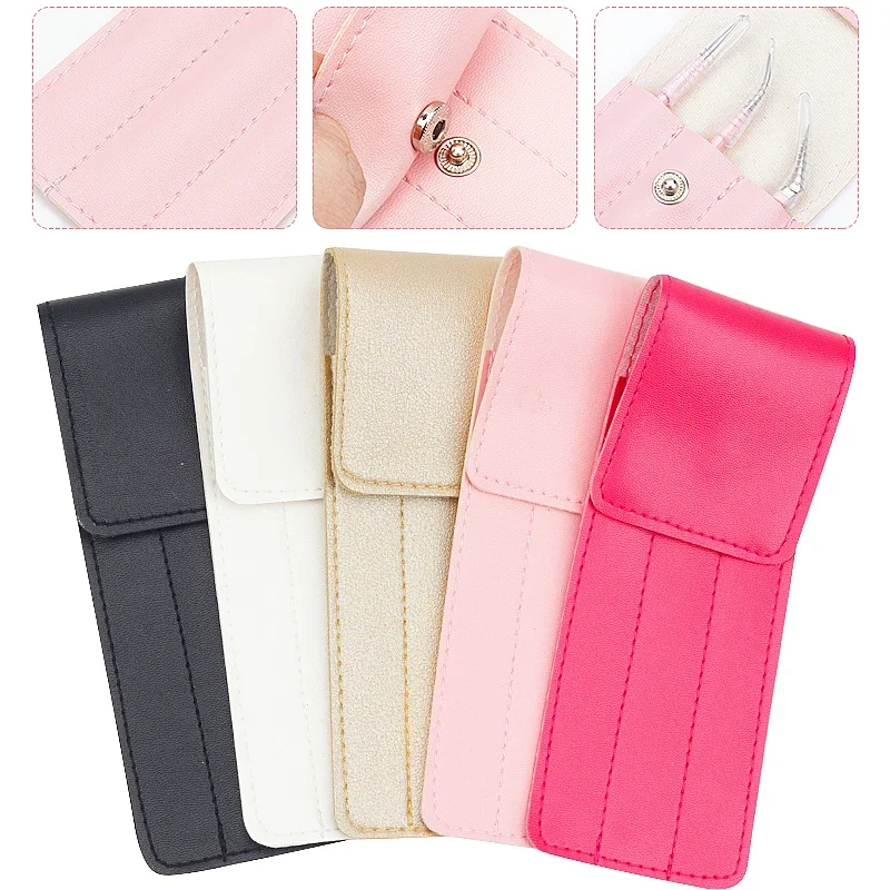 1pcs Leather Tweezers Case Scissors Lash Brush Eyebrow Razors Carrying Bags Face Beauty Tools Storage Bags for Eyelash Extension