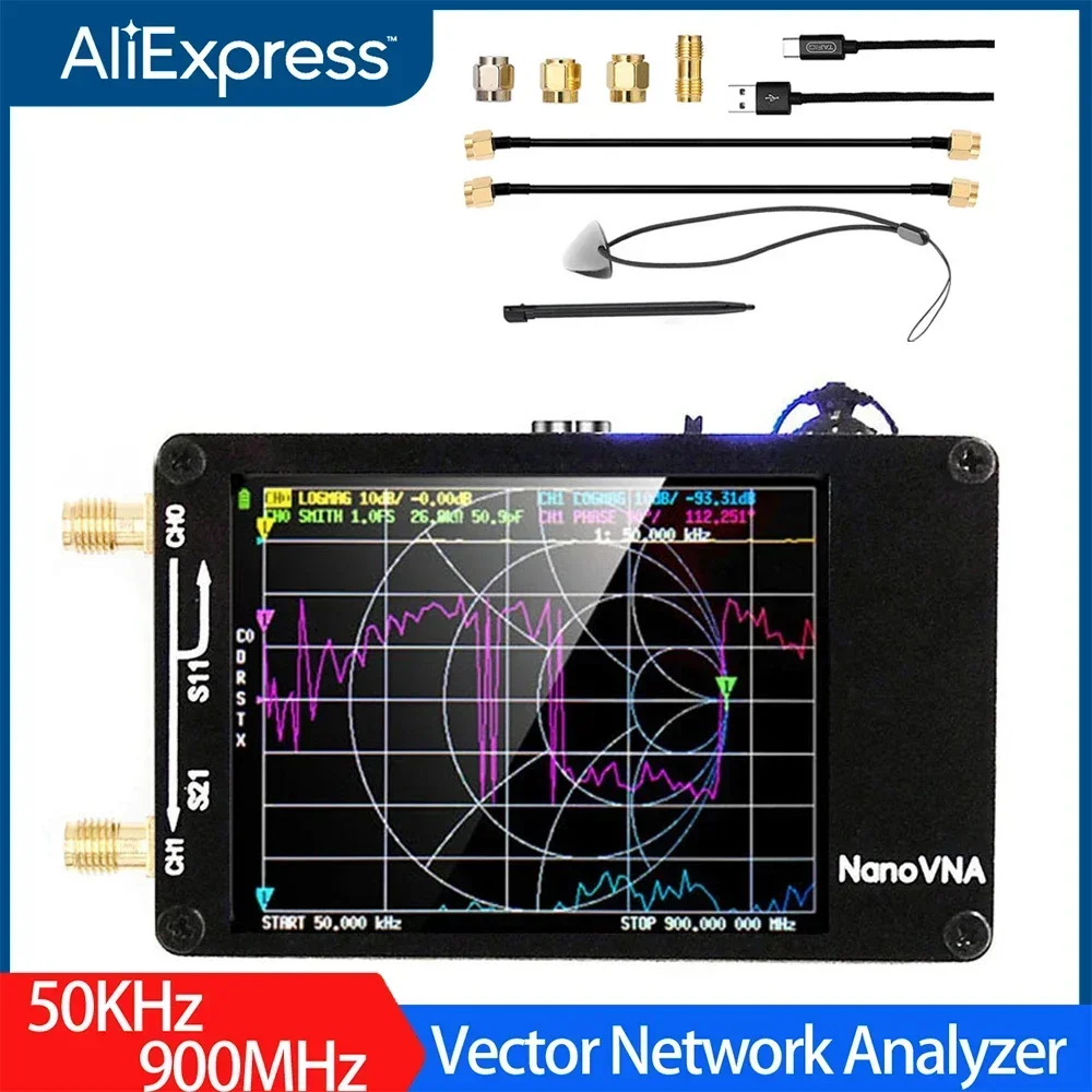 NanoVNA Vector Network Analyzer 50KHz-900MHz Standing Waves Shortwave MF HF VHF UHF Antenna Analyzer Digital Nano VNA Tester