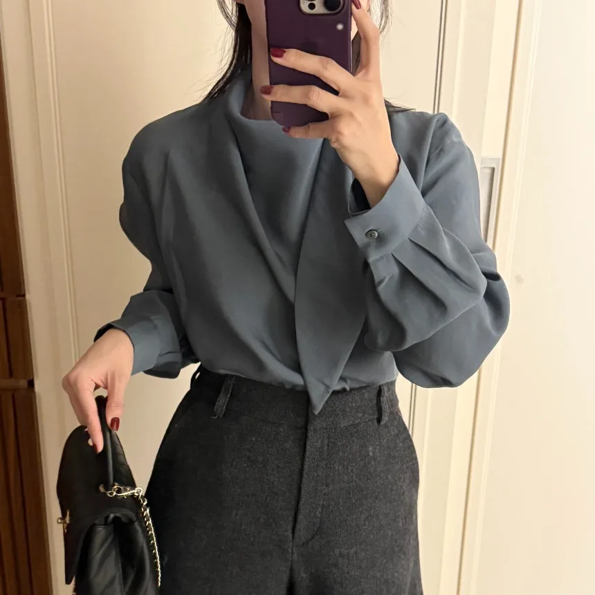 Ele Early Spring Long Sve dames irt met Sa Koreaanse Sle lente herfst winter casual faion innerlijke slijtage