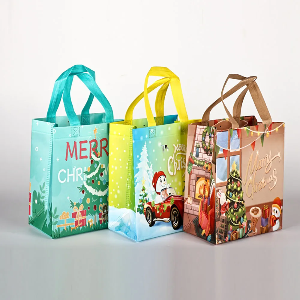 Snowman Gift Holder Waterproof Christmas Gift Bag Christmas Packaging Bag Festive Non-Woven Tote Bag For New Year Celebration