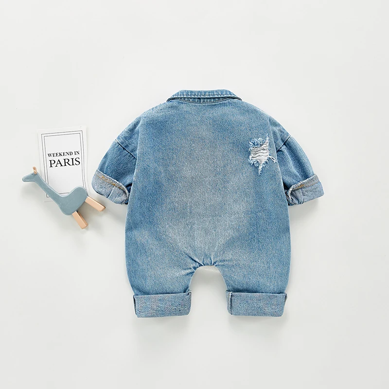 Spring Baby Girl Clothes Long Sleeves Rompers Infant Boys Denim Jumpsuit Toddler Outfit Crawling Clothing