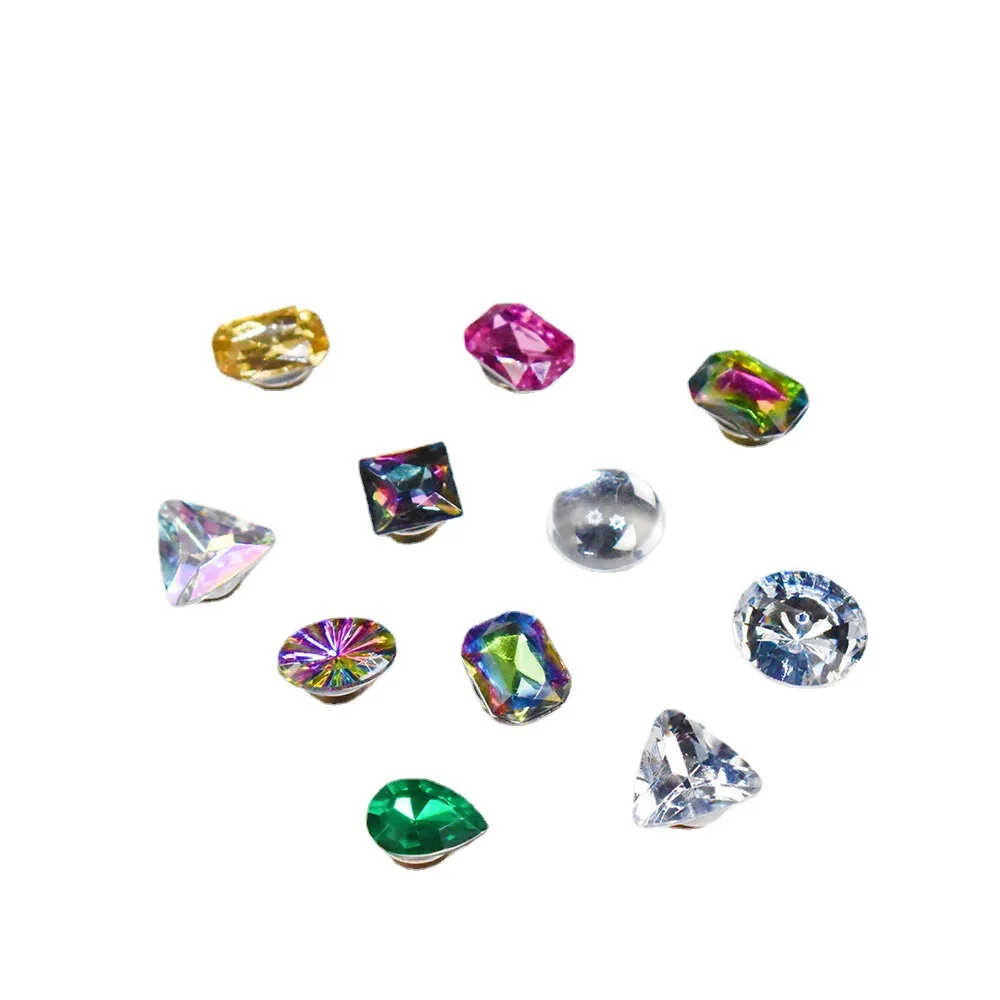 random 10pcs crystal kit hole shoes charms diamond jewel colorful Accessories for clogs shoe Decorations party child gifts