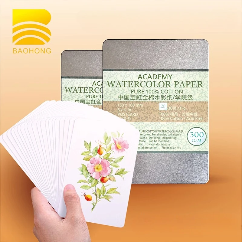 20 Sheets Baohong Watercolor Blank Paper Postcards140lb/300gsm Art Supplies for Painting, DIY,Mailing,Invitations,Greeting Cards