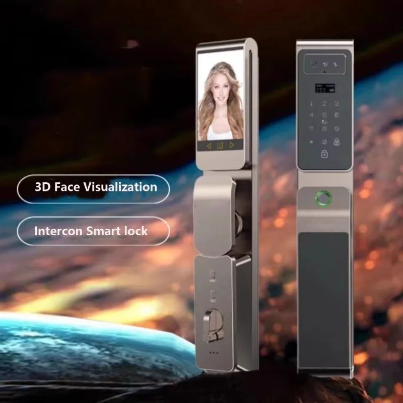 [2026] App Wi-Fi Smart Keyless Impronta digitale biometrica Keyless Entry per porta in legno Password di riconoscimento facciale 3D con Biome