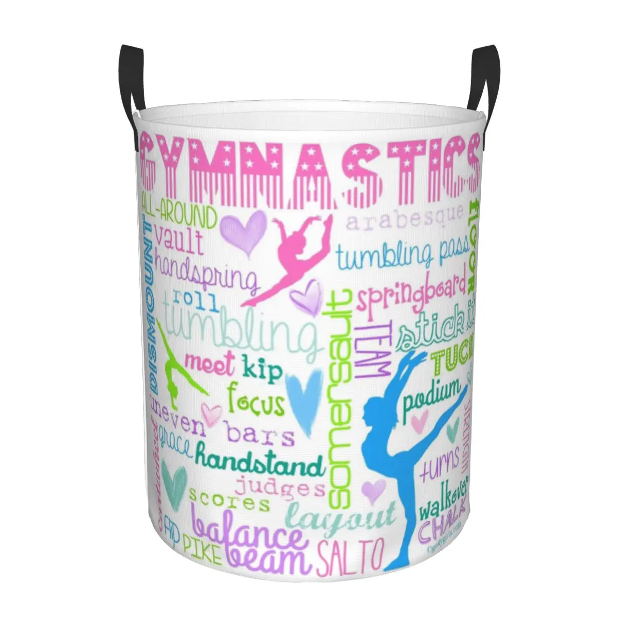 Dance Rhythmic Gymnastics Laundry Basket Collapsible Clothing Hamper Toys Organizer Storage Bins