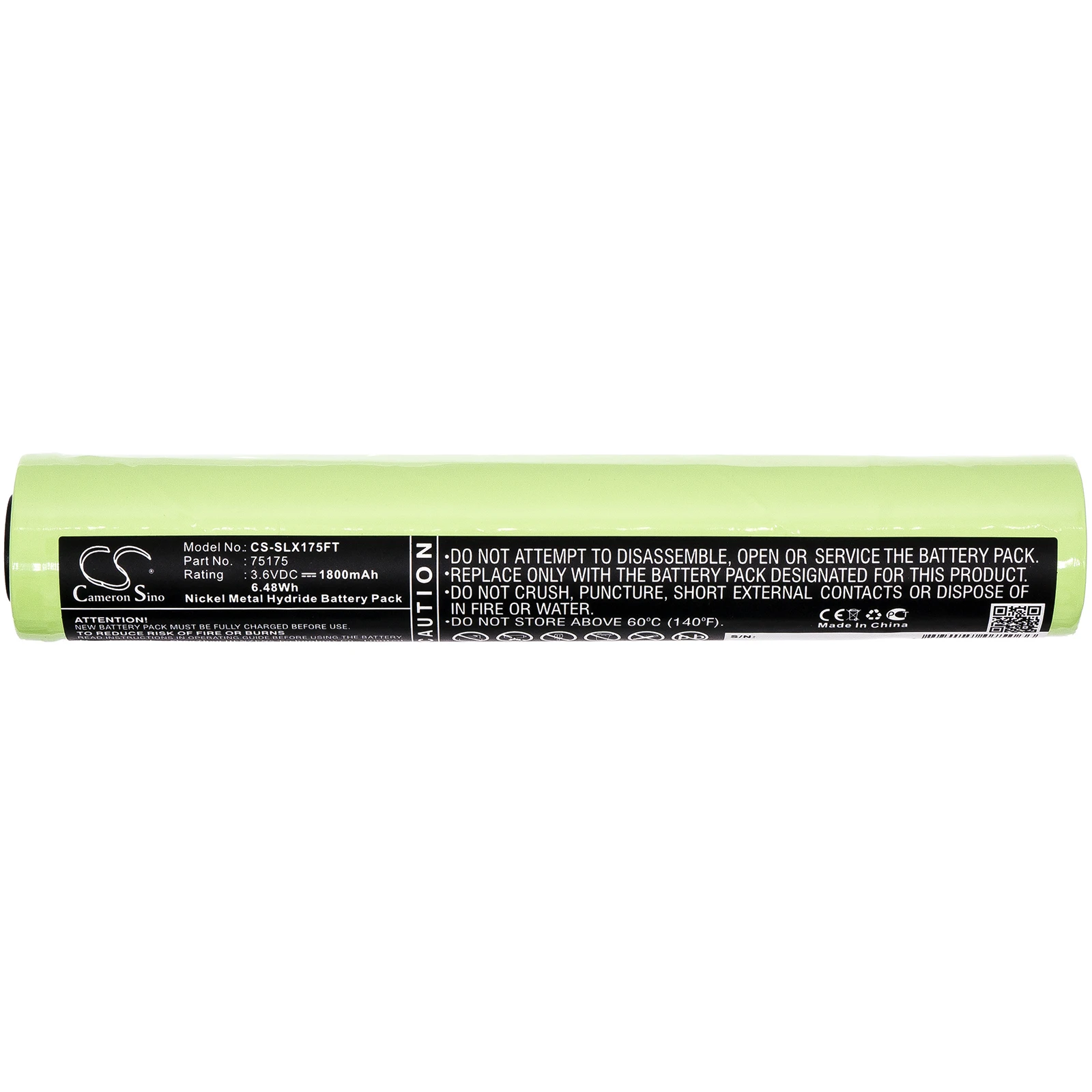 Battery for Peli,Streamlight M9,Black Knight M9,7059,7050 PN:75175 (1800mAh) 3.6V